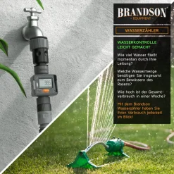 Brandson digitaler Wasserzähler 3/4 Zoll für Gartenschlauch, Durchflussmesser, 4 Modi, IPX6, zur Verbrauchskontrolle Clearance