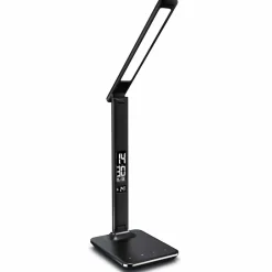 dimmbare LED Schreibtischlampe in Lederoptik Temperatur-, Alarm- & Kalenderfunktion ^ Brandson New