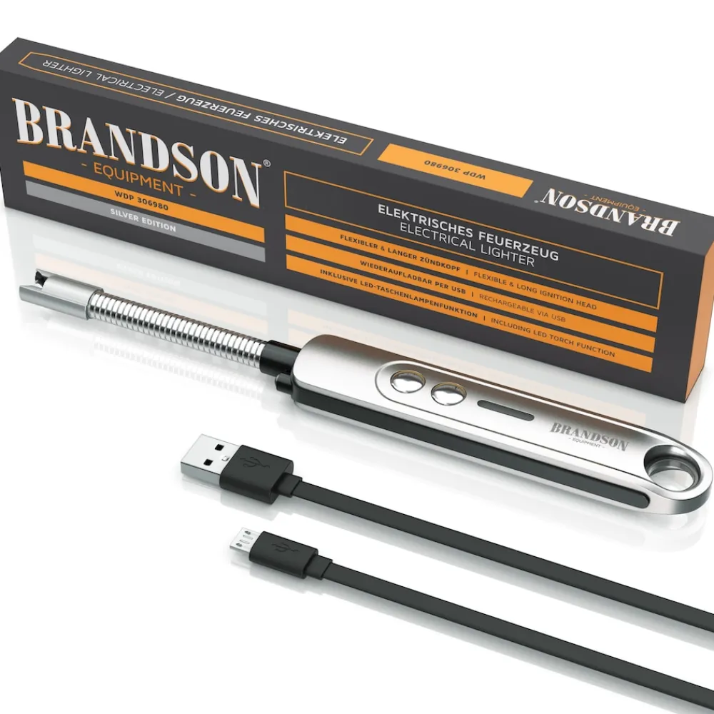 Brandson Elektrisches Stabfeuerzeug, USB, windfest, für Kerzen & Grill Clearance