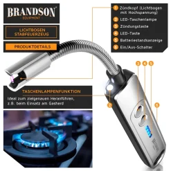 Brandson Elektrisches Stabfeuerzeug, USB, windfest, für Kerzen & Grill Clearance