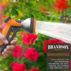 Garten Handbrause 7 Sprühprofile - Gartenbrause für Gartenschlauch - Spritzpistole Pistolengriff mit Halteclip - 1-8 bar Wasserdruck ^ Brandson Clearance