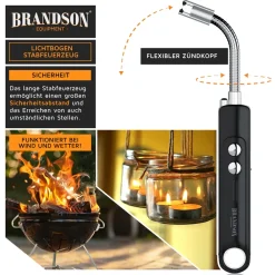 - Lichtbogen Feuerzeug - Stabfeuerzeug - Feuerzeug elektrisch - USB Feuerzeug aufladbar - Kerzenanzünder - mit LED Batteriestandsanzeige ^ Brandson Outlet