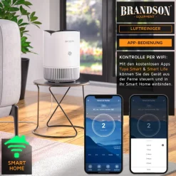 Luftreiniger HEPA Aktivkohlefilter, Smart Home App, Air Purifier 158 m³/h, Allergiker geeignet, leise, 45 m² ^ Brandson New