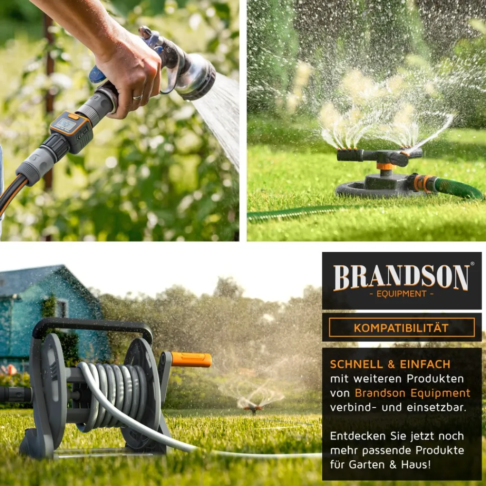 Brandson 4-Wege Schlauchverteiler, 3/4 1/2 Zoll, 2-tlg., schmaler Wasserhahnverteiler, regulierbar, Gartenbewässerung