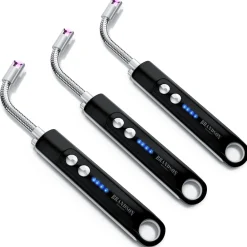 Brandson 3x Feuerzeug elektrisch, Lichtbogen Stabfeuerzeug USB aufladbar, Kerzenanzünder für Küche, Kerzen, Gasherde, Grill, Kamin Sale