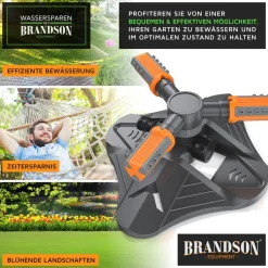 2x Kreisregner Garten Sprinkler, 360° Rasensprenger, 3 Arm Rasensnsprikler rotierend, 21 cm lang, Sprenger Bewässerungssystem, Bewässerungsanlagen, Gardena kompatibel ^ Brandson Online