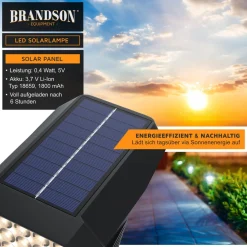 Brandson 6x LED Gartenstrahler Solar Erdspießleuchte, Akku Gartenleuchte, Solarspotlight Wandmontage, Ein-/Ausschalter; mehrere Helligkeitsstufen, LED fest integriert, Warmweiß, Solarstrahler 80 Lumen, Solarleuchte warnweiß, für Garten, Balkon IP65 Sale