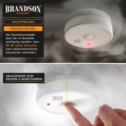 Brandson 2x Rauchmelder (Wechselbare Batterie, wiederverwendbar, Batteriewarnung, TÜV geprüft) Online