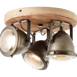 Brilliant Carmen Wood Spotrondell 3flg burned steel/holz Innenleuchten,Strahler,-Rondell | 3x PAR51, GU10, 5W, geeignet für Reflektorlampen (nicht enthalten) | Köpfe schwenkbar Clearance