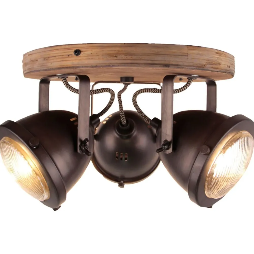 Brilliant Carmen Wood Spotrondell 3flg burned steel/holz Innenleuchten,Strahler,-Rondell | 3x PAR51, GU10, 5W, geeignet für Reflektorlampen (nicht enthalten) | Köpfe schwenkbar Clearance