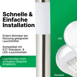 ? Chorus Wegeleuchte Edelstahl 81 cm - Außenleuchte mit IP44 Spritzwasserschutz, geeignet für LED & Normallampen, ideal für Gartenwege & Einfahrten? ^ Brilliant Discount