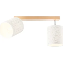 Galance Spotbalken 2flg holz hell/weiß Innenleuchten,Strahler,-Balken | 2x A60, E27, 40W, geeignet für Normallampen (nicht enthalten) | Edler Strukturschirm aus echter Vinyl-Tapete ^ Brilliant Outlet