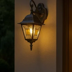 Brilliant Janel Außenwandleuchten - 1 Stück Außenlampe Hängend Schwarz Gold, IP44, E27 Fassung (Leuchtmittel nicht inkl.), Dimmbar, Wetterfest für Garten, Terrasse & Eingang New