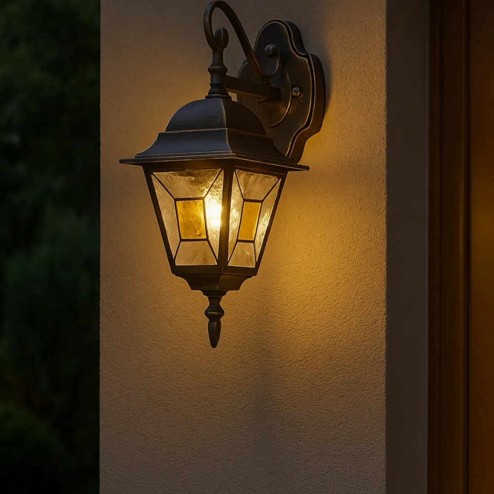 Brilliant Janel Außenwandleuchten - 1 Stück Außenlampe Hängend Schwarz Gold, IP44, E27 Fassung (Leuchtmittel nicht inkl.), Dimmbar, Wetterfest für Garten, Terrasse & Eingang New