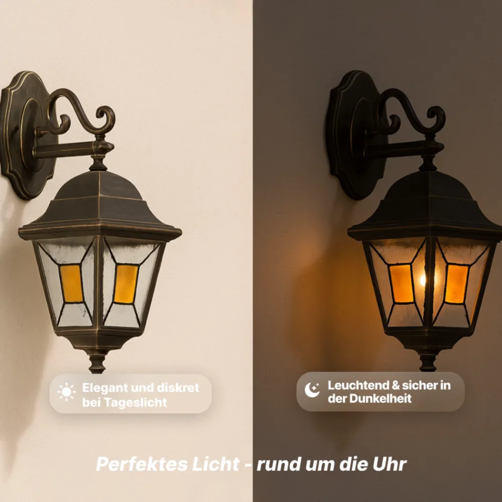 Brilliant Janel Außenwandleuchten - 1 Stück Außenlampe Hängend Schwarz Gold, IP44, E27 Fassung (Leuchtmittel nicht inkl.), Dimmbar, Wetterfest für Garten, Terrasse & Eingang New