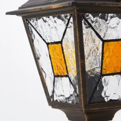 Janel Sockelleuchte Außen 44cm - Außenlampe Schwarz Gold IP44 für Garten & Terrasse - E27 Fassung - Extern Dimmbar - Aus Metall & Glas ^ Brilliant