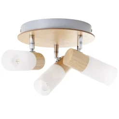 Brilliant Lampe Babsan Spotrondell 3flg holz hell/weiß | 3x C35, E14, 3.5W, geeignet für Kerzenlampen (nicht enthalten) | Köpfe schwenkbar Outlet
