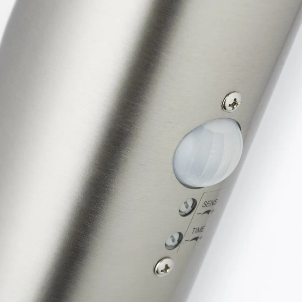 Lampe Bole Außenwandfackel Bewegungsmelder edelstahl | 1x A60, E27, 60W, geeignet für Normallampen (nicht enthalten) | IP-Schutzart: 44 - spritzwassergeschützt ^ Brilliant