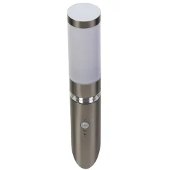 Lampe Bole Außenwandfackel Bewegungsmelder edelstahl | 1x A60, E27, 60W, geeignet für Normallampen (nicht enthalten) | IP-Schutzart: 44 - spritzwassergeschützt ^ Brilliant