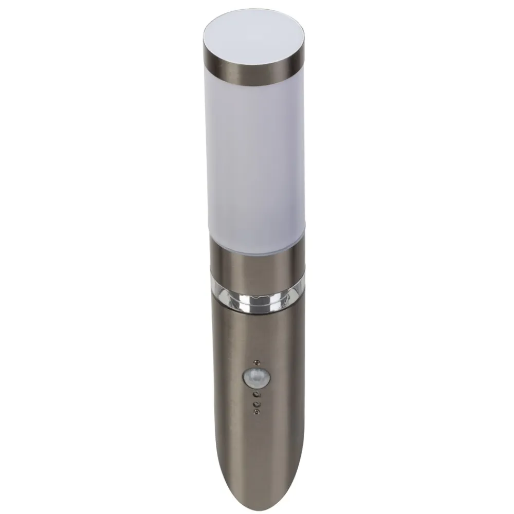 Lampe Bole Außenwandfackel Bewegungsmelder edelstahl | 1x A60, E27, 60W, geeignet für Normallampen (nicht enthalten) | IP-Schutzart: 44 - spritzwassergeschützt ^ Brilliant