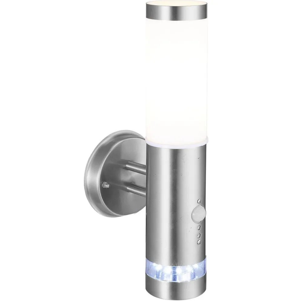 Lampe Bole Außenwandleuchte stehend Bewegungsmelder edelstahl | 1x A60, E27, 60W, geeignet für Normallampen (nicht enthalten) | IP-Schutzart: 44 - spritzwassergeschützt ^ Brilliant Clearance