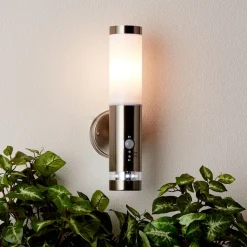 Lampe Bole Außenwandleuchte stehend Bewegungsmelder edelstahl | 1x A60, E27, 60W, geeignet für Normallampen (nicht enthalten) | IP-Schutzart: 44 - spritzwassergeschützt ^ Brilliant Clearance