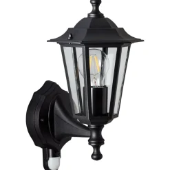 Lampe, Carleen Außenwandleuchte Bewegungsmelder schwarz, 1x A60, E27, 60W, IP-Schutzart: 23 - regengeschützt ^ Brilliant Online