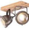 Brilliant Lampe Carmen Wood Spotbalken 2flg burned steel/holz | 2x PAR51, GU10, 5W, geeignet für Reflektorlampen (nicht enthalten) | Köpfe schwenkbar Outlet