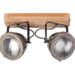 Brilliant Lampe Carmen Wood Spotbalken 2flg burned steel/holz | 2x PAR51, GU10, 5W, geeignet für Reflektorlampen (nicht enthalten) | Köpfe schwenkbar Outlet