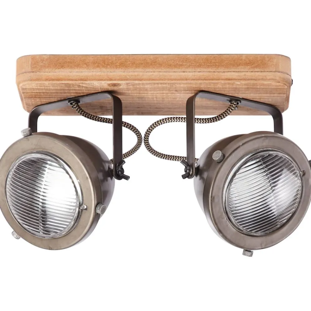 Brilliant Lampe Carmen Wood Spotbalken 2flg burned steel/holz | 2x PAR51, GU10, 5W, geeignet für Reflektorlampen (nicht enthalten) | Köpfe schwenkbar Outlet