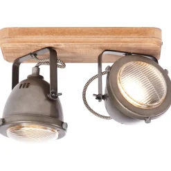 Brilliant Lampe Carmen Wood Spotbalken 2flg burned steel/holz | 2x PAR51, GU10, 5W, geeignet für Reflektorlampen (nicht enthalten) | Köpfe schwenkbar Outlet