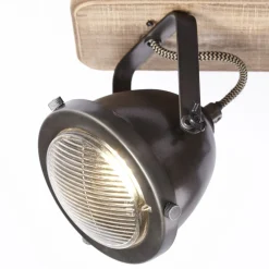 Brilliant Lampe Carmen Wood Spotbalken 2flg burned steel/holz | 2x PAR51, GU10, 5W, geeignet für Reflektorlampen (nicht enthalten) | Köpfe schwenkbar Outlet