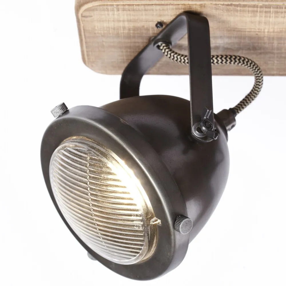 Brilliant Lampe Carmen Wood Spotbalken 2flg burned steel/holz | 2x PAR51, GU10, 5W, geeignet für Reflektorlampen (nicht enthalten) | Köpfe schwenkbar Outlet