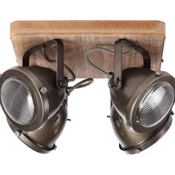 Lampe Carmen Wood Spotplatte 4flg burned steel/holz | 4x PAR51, GU10, 5W, geeignet für Reflektorlampen (nicht enthalten) | Köpfe schwenkbar ^ Brilliant