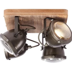 Lampe Carmen Wood Spotplatte 4flg burned steel/holz | 4x PAR51, GU10, 5W, geeignet für Reflektorlampen (nicht enthalten) | Köpfe schwenkbar ^ Brilliant