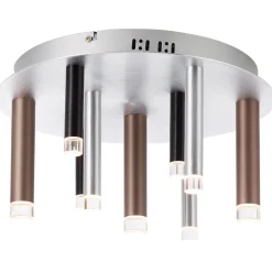 Brilliant Lampe Cembalo LED Deckenleuchte 9flg alu/schwarz/braun | 9x 4W LED integriert, 300lm, 3000K | In 3 Stufen über Wandschalter dimmbar | Energiesparend und langlebig durch LED-Einsatz Hot