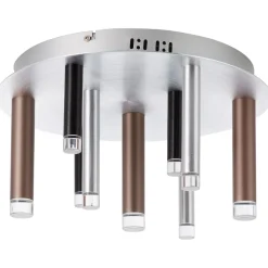 Brilliant Lampe Cembalo LED Deckenleuchte 9flg alu/schwarz/braun | 9x 4W LED integriert, 300lm, 3000K | In 3 Stufen über Wandschalter dimmbar | Energiesparend und langlebig durch LED-Einsatz Hot