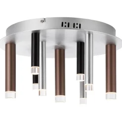 Brilliant Lampe Cembalo LED Deckenleuchte 9flg alu/schwarz/braun | 9x 4W LED integriert, 300lm, 3000K | In 3 Stufen über Wandschalter dimmbar | Energiesparend und langlebig durch LED-Einsatz Hot