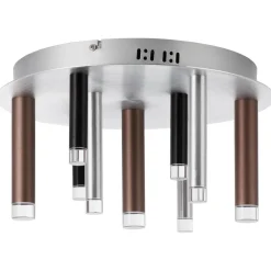 Brilliant Lampe Cembalo LED Deckenleuchte 9flg alu/schwarz/braun | 9x 4W LED integriert, 300lm, 3000K | In 3 Stufen über Wandschalter dimmbar | Energiesparend und langlebig durch LED-Einsatz Hot