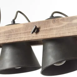 Lampe, Decca Pendelleuchte 2flg schwarz stahl, 2x A60, E27, 10W, Holz aus nachhaltiger Waldwirtschaft (FSC) ^ Brilliant Best