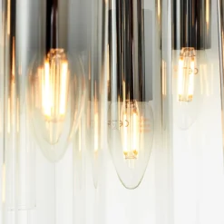Brilliant Lampe Glasini Pendelleuchte 14flg schwarz matt/rauchglas Metall/Holz schwarz 14x C35, E14, 25 W Sale