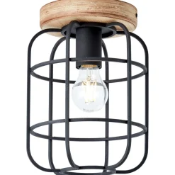 Brilliant Lampe, Gwen Deckenleuchte 1flg antik holz/schwarz korund, Metall/Holz, 1x A60, E27, 40W,Normallampen (nicht enthalten)