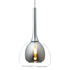 Lampe Hadan Pendelleuchte 3flg rauch/transparent/chrome | 3x D45, E14, 40W, geeignet für Tropfenlampen nicht enthalten | In der Höhe einstellbar / Kabel kürzbar | Für LED-Leuchtmittel geeign ^ Brilliant New