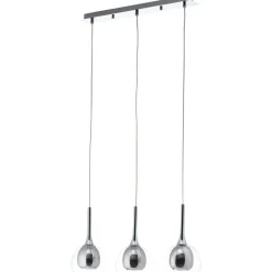 Lampe Hadan Pendelleuchte 3flg rauch/transparent/chrome | 3x D45, E14, 40W, geeignet für Tropfenlampen nicht enthalten | In der Höhe einstellbar / Kabel kürzbar | Für LED-Leuchtmittel geeign ^ Brilliant New
