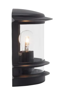Brilliant Lampe Hollywood Außenwandleuchte schwarz | 1x A60, E27, 60W, geeignet für Normallampen (nicht enthalten) | IP-Schutzart: 44 - spritzwassergeschützt New