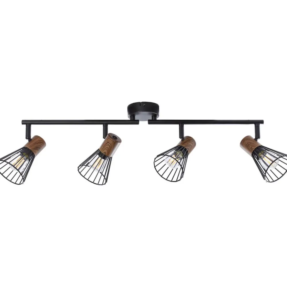 Brilliant Lampe Manama Spotrohr 4flg holz dunkel/schwarz matt | 4x D45, E14, 18W, geeignet für Tropfenlampen (nicht enthalten) | Köpfe schwenkbar / Arme schwenkbar Outlet