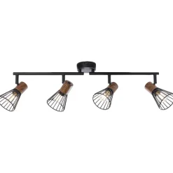 Brilliant Lampe Manama Spotrohr 4flg holz dunkel/schwarz matt | 4x D45, E14, 18W, geeignet für Tropfenlampen (nicht enthalten) | Köpfe schwenkbar / Arme schwenkbar Outlet