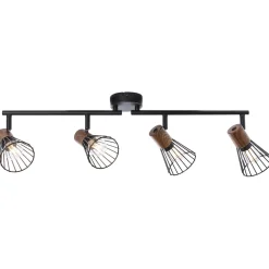 Brilliant Lampe Manama Spotrohr 4flg holz dunkel/schwarz matt | 4x D45, E14, 18W, geeignet für Tropfenlampen (nicht enthalten) | Köpfe schwenkbar / Arme schwenkbar Outlet