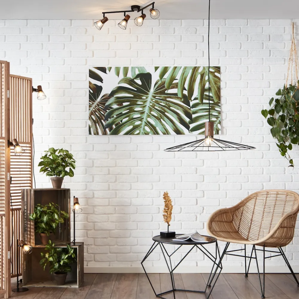 Brilliant Lampe Manama Spotrohr 4flg holz dunkel/schwarz matt | 4x D45, E14, 18W, geeignet für Tropfenlampen (nicht enthalten) | Köpfe schwenkbar / Arme schwenkbar Outlet