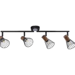 Brilliant Lampe Manama Spotrohr 4flg holz dunkel/schwarz matt | 4x D45, E14, 18W, geeignet für Tropfenlampen (nicht enthalten) | Köpfe schwenkbar / Arme schwenkbar Outlet
